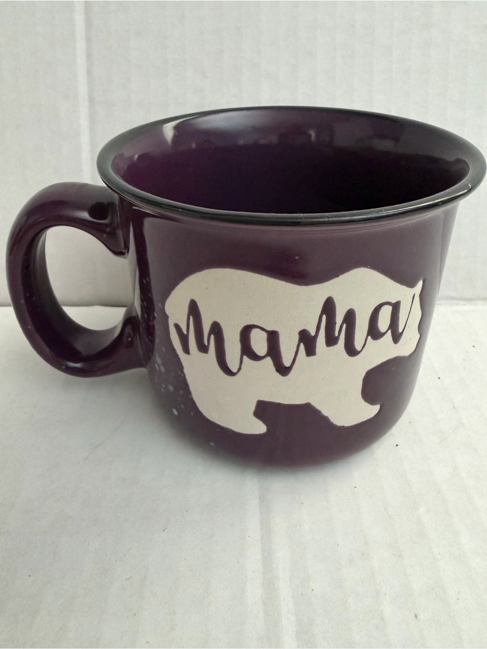 Brooke & Jess Ceramic 'Mama' Bear Coffee Mug in Deep Plum